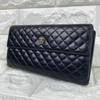 シャネル(CHANEL)のシャネル マイクロマトラッセ 長財布　ブラック　金金具　カード大容量　ココマーク(財布)