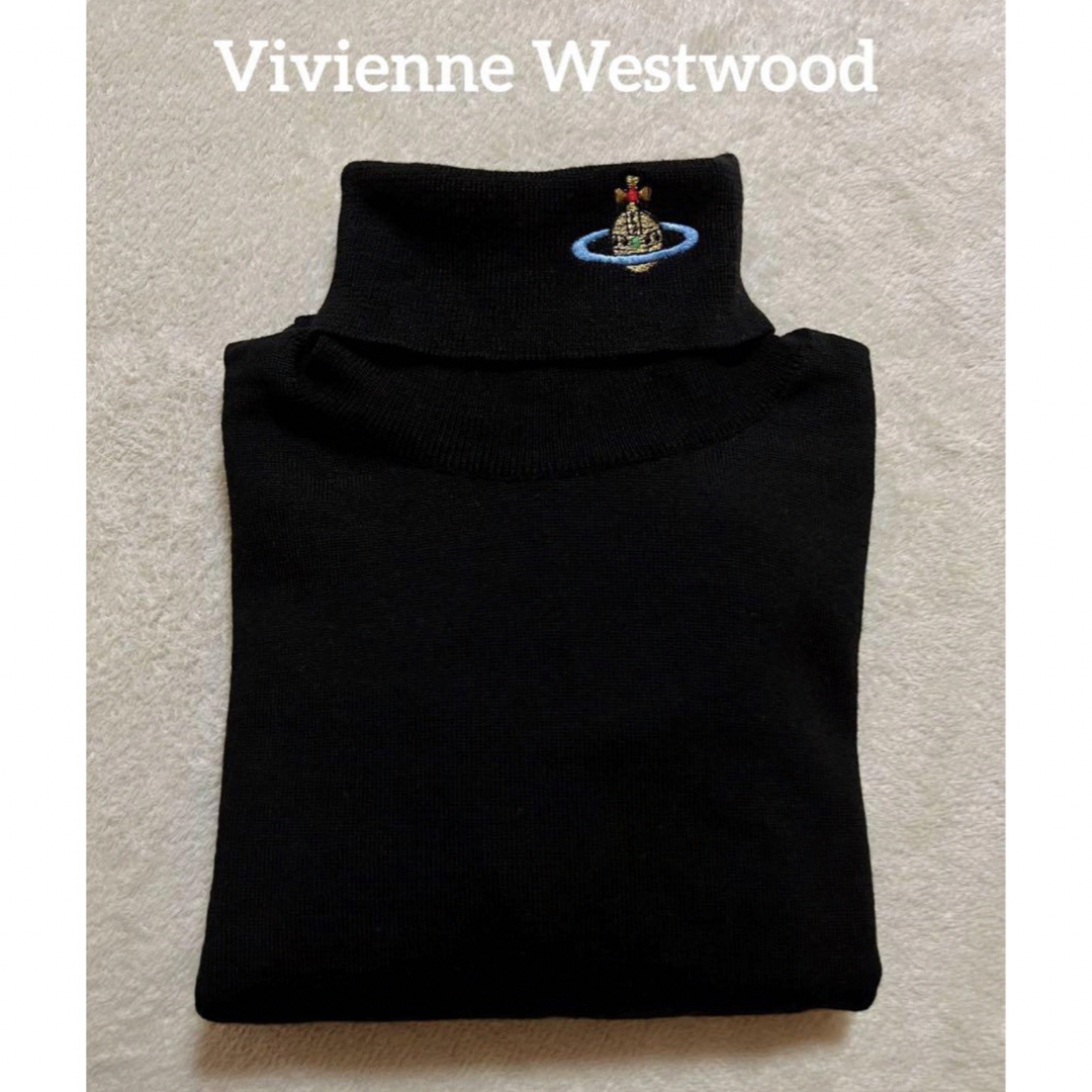 Vivienne Westwood(ヴィヴィアンウエストウッド)の美品  希少　ヴィヴィアンウエストウッド  ニット タートルネック 黒 レディースのトップス(ニット/セーター)の商品写真