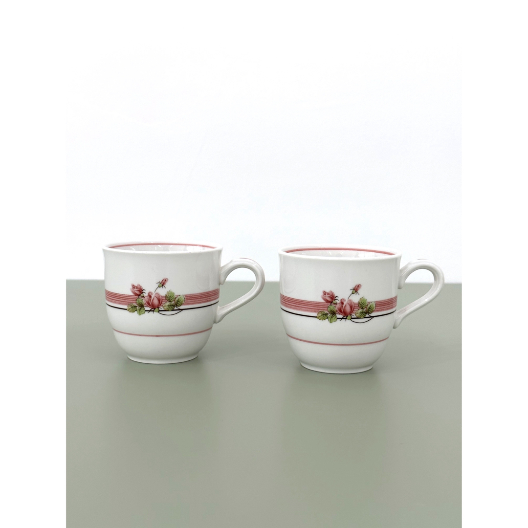 Noritake(ノリタケ)の昭和レトロ　ノリタケ　カップ&ソーサー　2セット　薔薇ティーカップ　ヴィンテージ インテリア/住まい/日用品のキッチン/食器(グラス/カップ)の商品写真