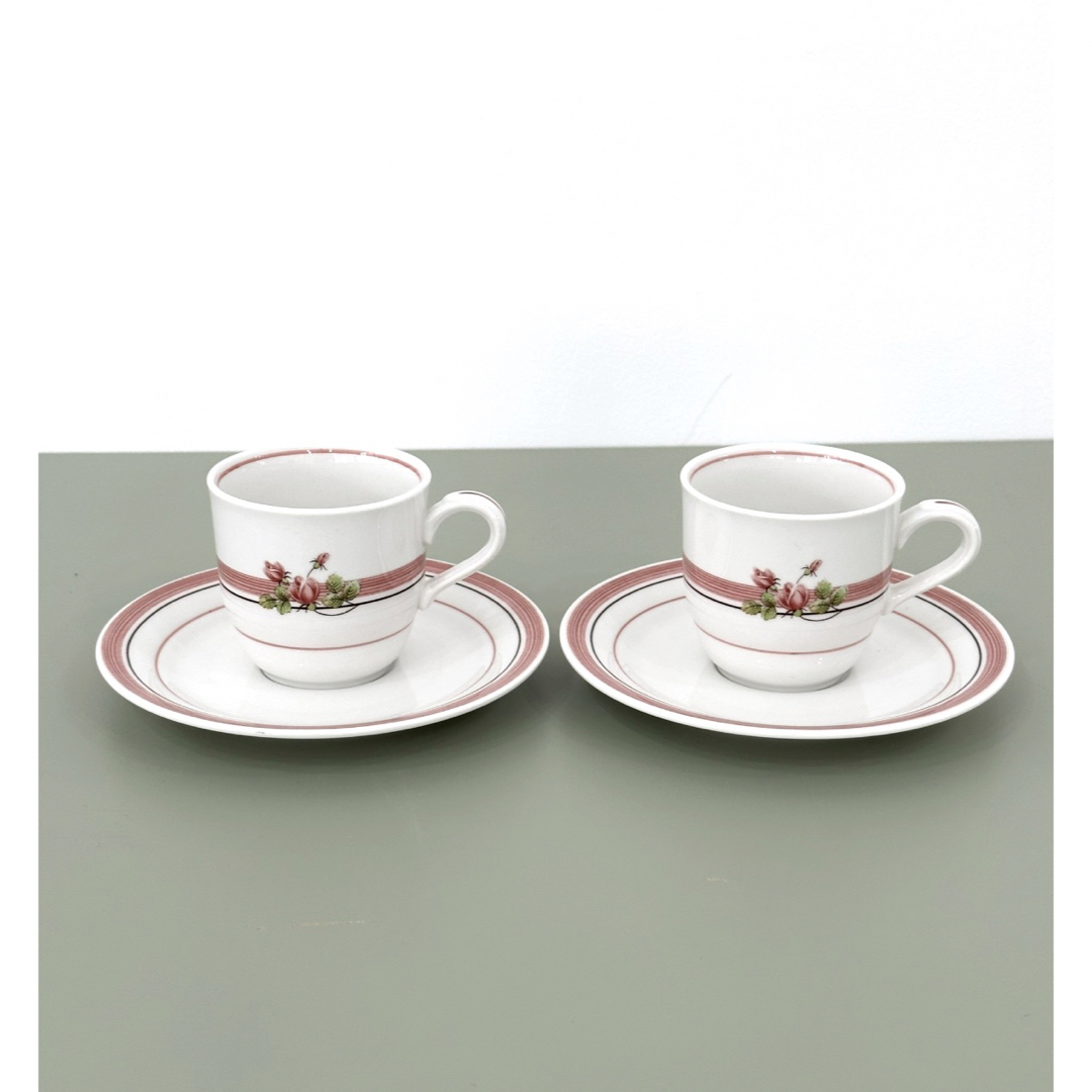 Noritake(ノリタケ)の昭和レトロ　ノリタケ　カップ&ソーサー　2セット　薔薇ティーカップ　ヴィンテージ インテリア/住まい/日用品のキッチン/食器(グラス/カップ)の商品写真