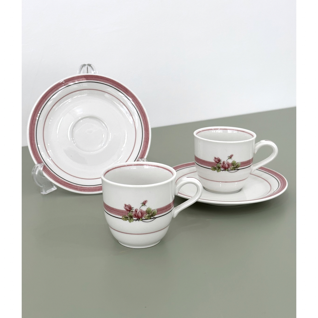 Noritake(ノリタケ)の昭和レトロ　ノリタケ　カップ&ソーサー　2セット　薔薇ティーカップ　ヴィンテージ インテリア/住まい/日用品のキッチン/食器(グラス/カップ)の商品写真