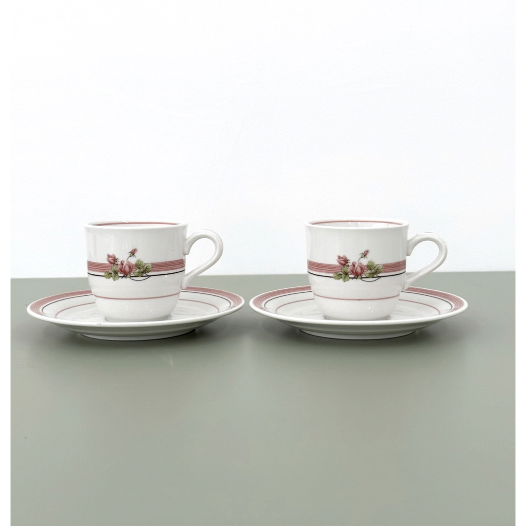 Noritake(ノリタケ)の昭和レトロ　ノリタケ　カップ&ソーサー　2セット　薔薇ティーカップ　ヴィンテージ インテリア/住まい/日用品のキッチン/食器(グラス/カップ)の商品写真