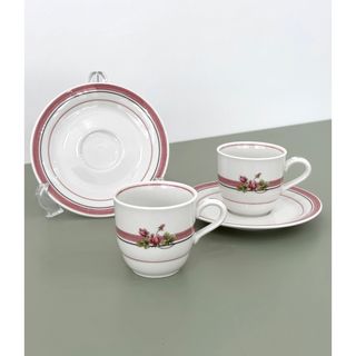 ノリタケ(Noritake)の昭和レトロ　ノリタケ　カップ&ソーサー　2セット　薔薇ティーカップ　ヴィンテージ(グラス/カップ)