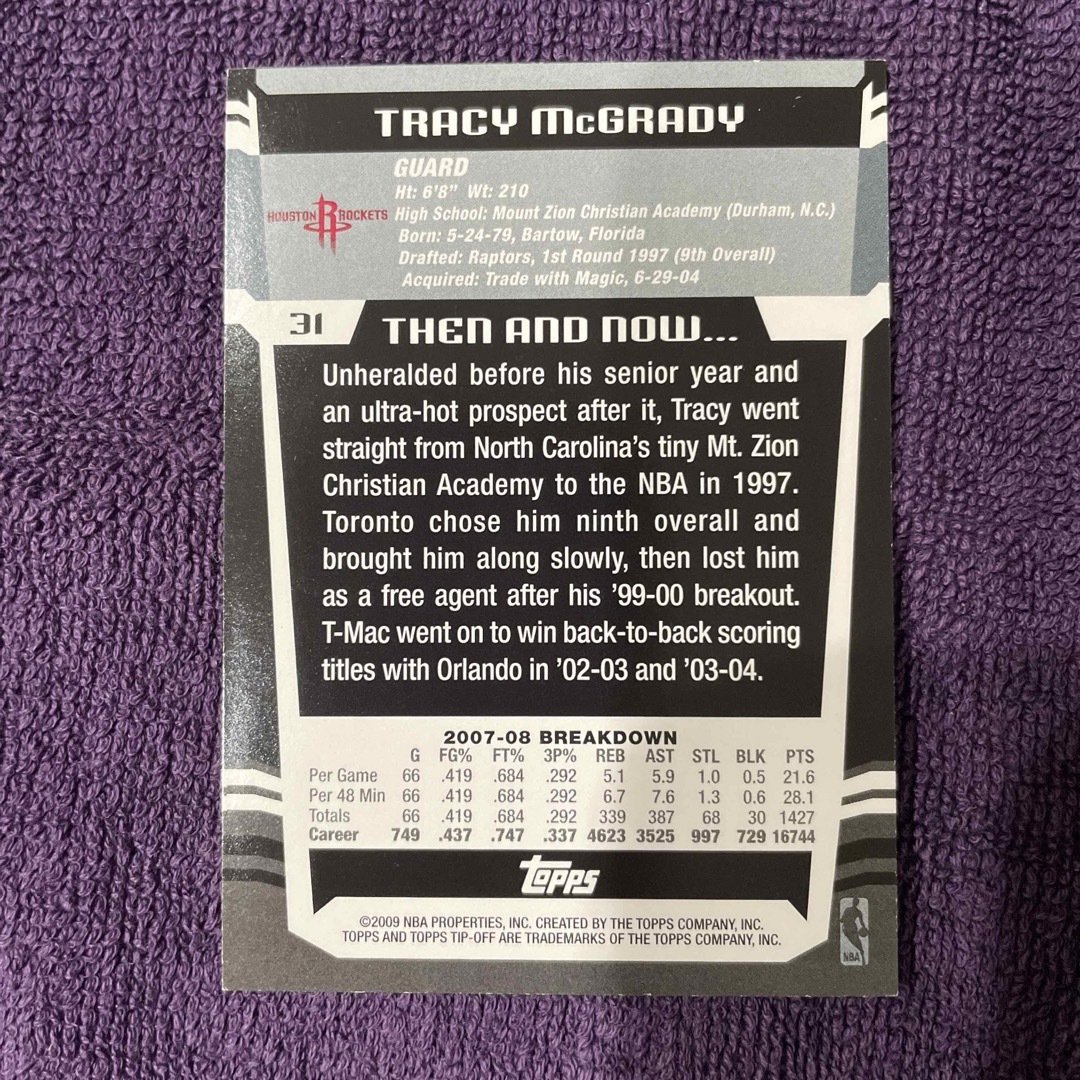 トレイシー・マグレディー 2008 Topps Tip-Off NBA エンタメ/ホビーのトレーディングカード(シングルカード)の商品写真