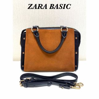 ザラ(ZARA)のザラ/ZARA BASIC ハンドバッグ 2way ブラック&ブラウン(ハンドバッグ)