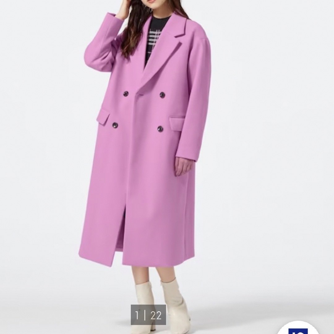 GU(ジーユー)のロングコート テーラードコート ピンク アウター コート レディースのジャケット/アウター(ロングコート)の商品写真