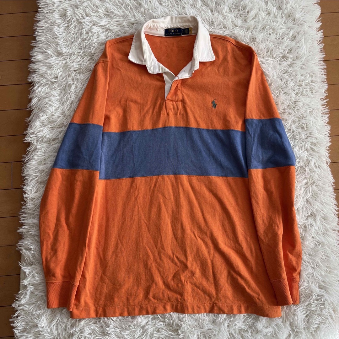 POLO RALPH LAUREN(ポロラルフローレン)の現行 POLO RALPH LAUREN サイズL ラガーシャツ オレンジ メンズのトップス(ポロシャツ)の商品写真