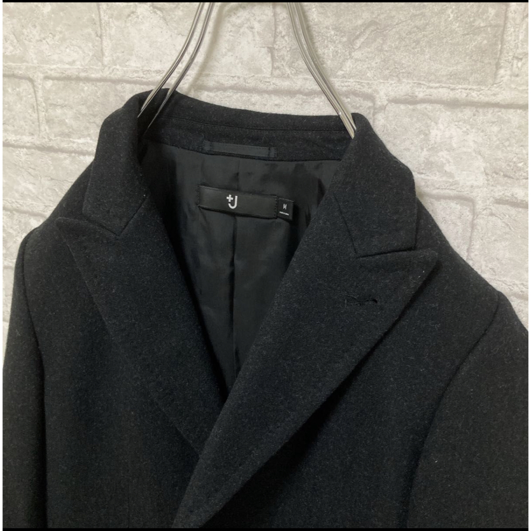 レア 希少 UNIQLO J ユニクロ ジルサンダー チェスターコート M 黒 メンズのジャケット/アウター(チェスターコート)の商品写真