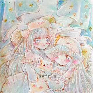 【原画】オリジナル.にゃんこたちの寝んね.手描きイラスト(アート/写真)