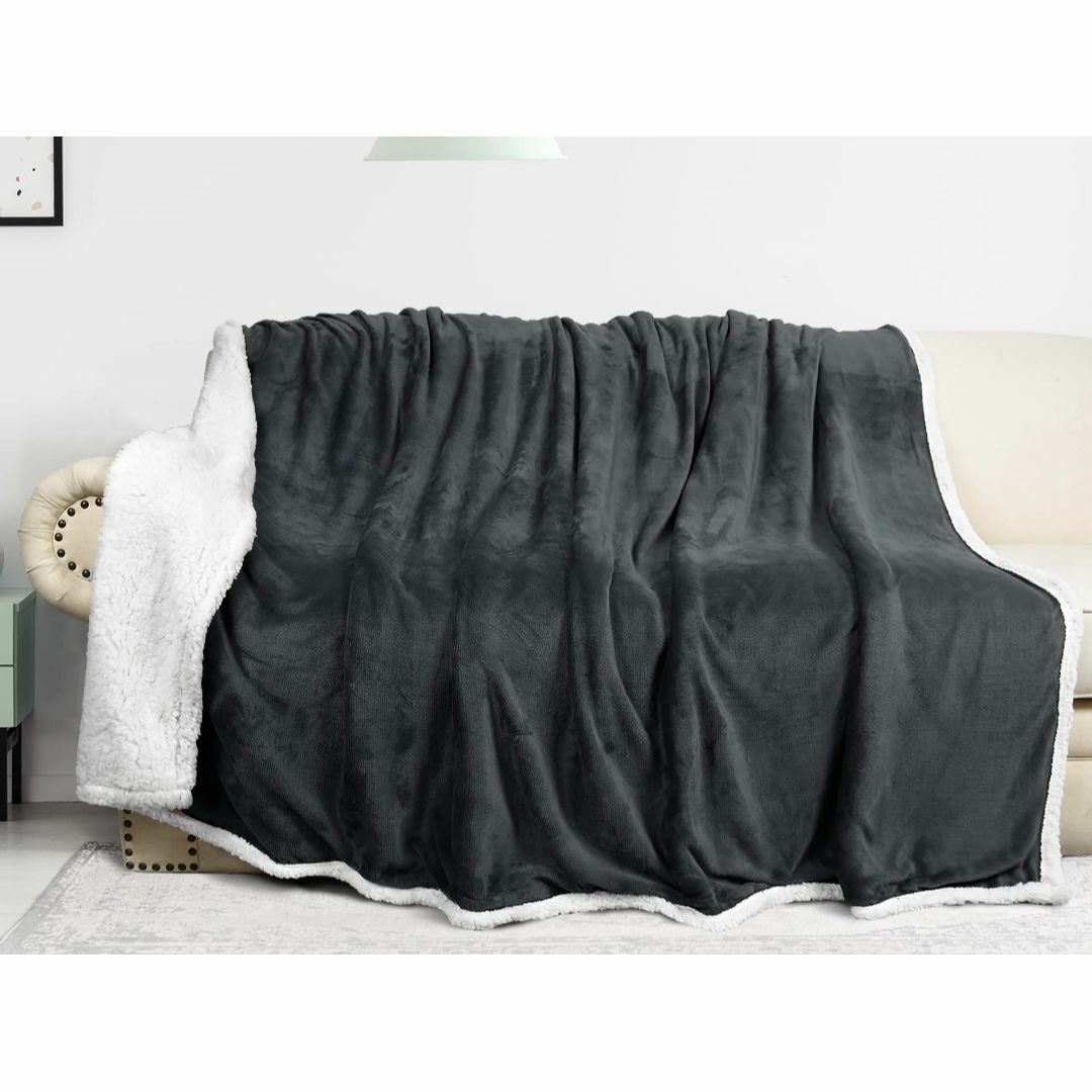 【色: グレー】Catalonia 毛布 2枚合わせ あったか ベッド ブランケ インテリア/住まい/日用品の寝具(布団)の商品写真