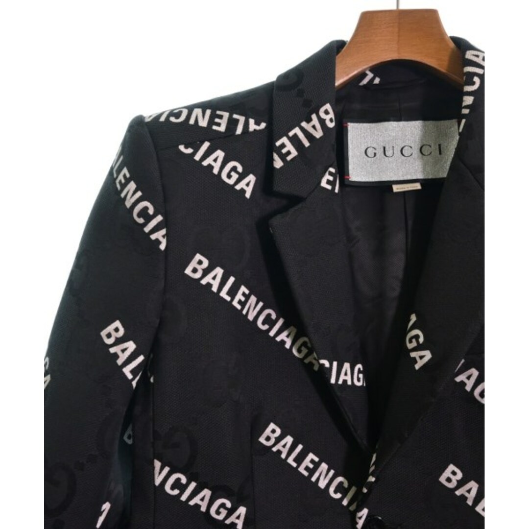 Gucci(グッチ)のGUCCI グッチ テーラードジャケット 52(XXL位) 黒x白(総柄) 【古着】【中古】 メンズのジャケット/アウター(テーラードジャケット)の商品写真