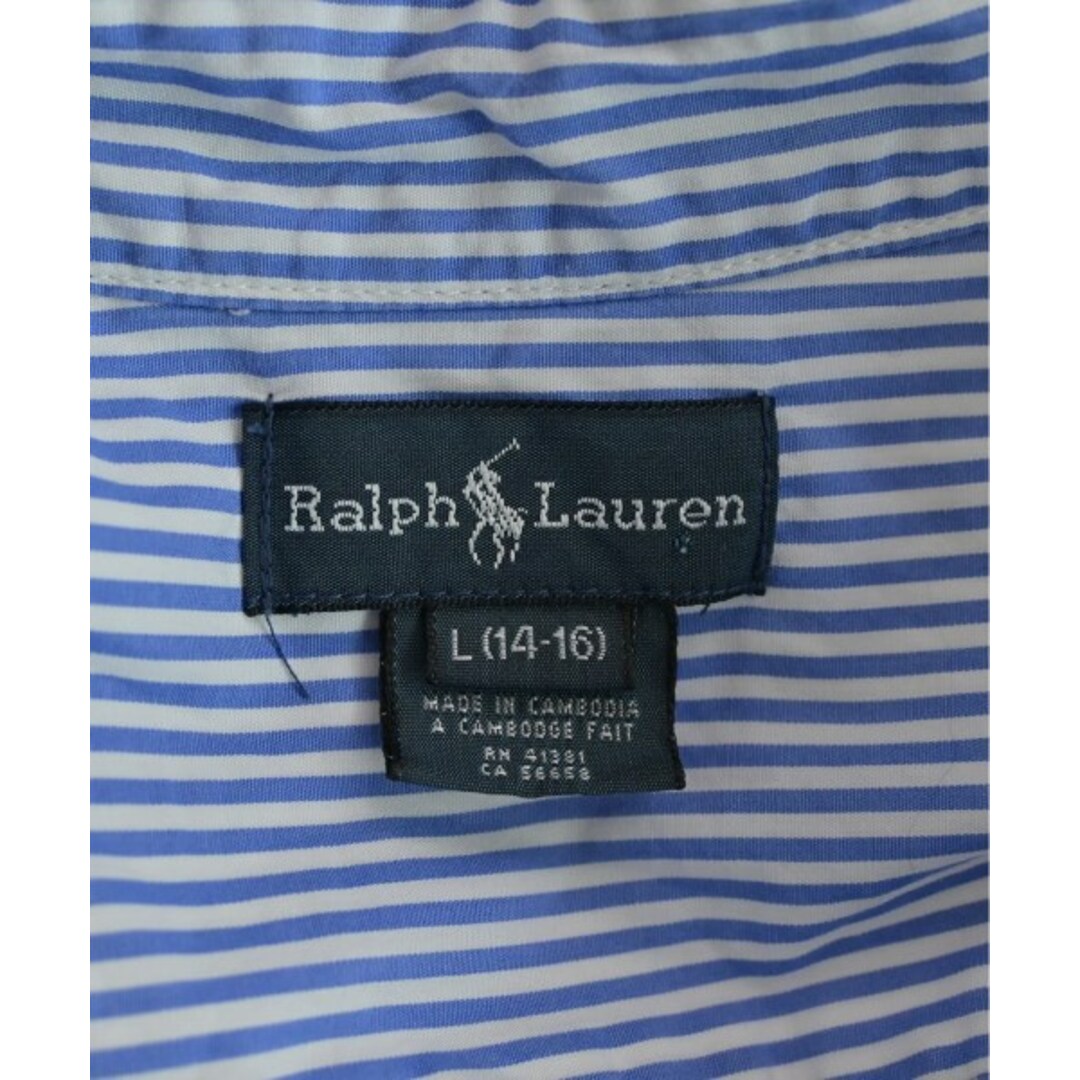 POLO RALPH LAUREN(ポロラルフローレン)のPolo Ralph Lauren カジュアルシャツ L 青x白(ストライプ) 【古着】【中古】 レディースのトップス(シャツ/ブラウス(長袖/七分))の商品写真