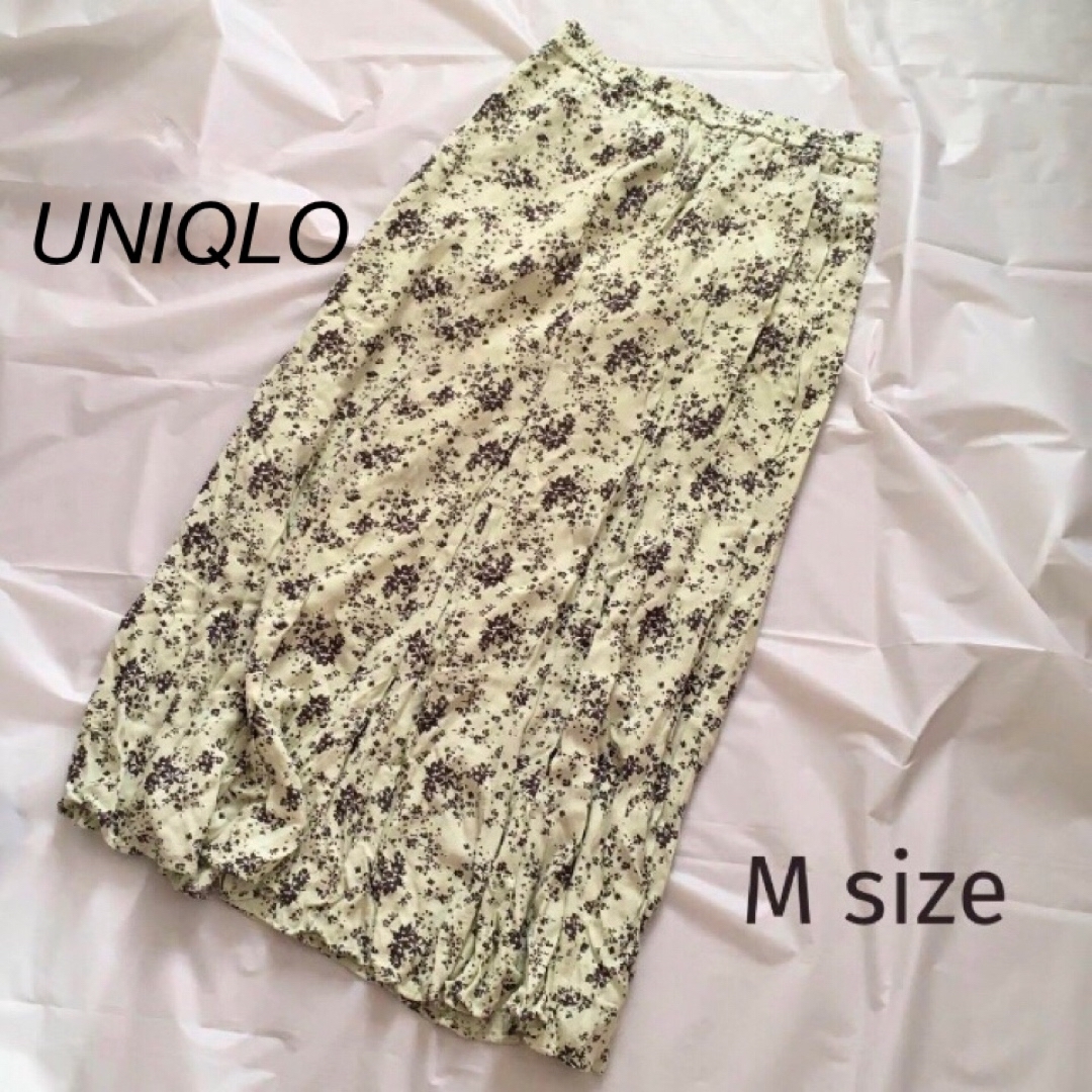 UNIQLO(ユニクロ)の【美品】UNIQLO ユニクロ　花柄　マーメイドスカート　ロング丈　グリーン　M レディースのスカート(ロングスカート)の商品写真