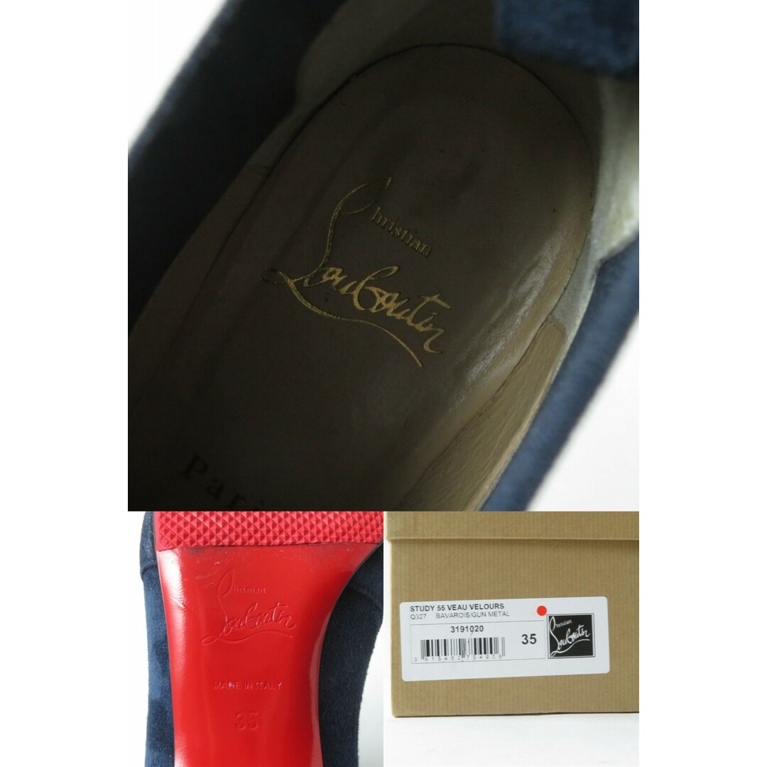 Christian Louboutin(クリスチャンルブタン)の極美品★クリスチャンルブタン 3191020 スパイクスタッズ付 サイドゴア スウェードレザー ショートブーツ ネイビー 35 伊製 箱・保管袋付 レディースの靴/シューズ(ブーツ)の商品写真