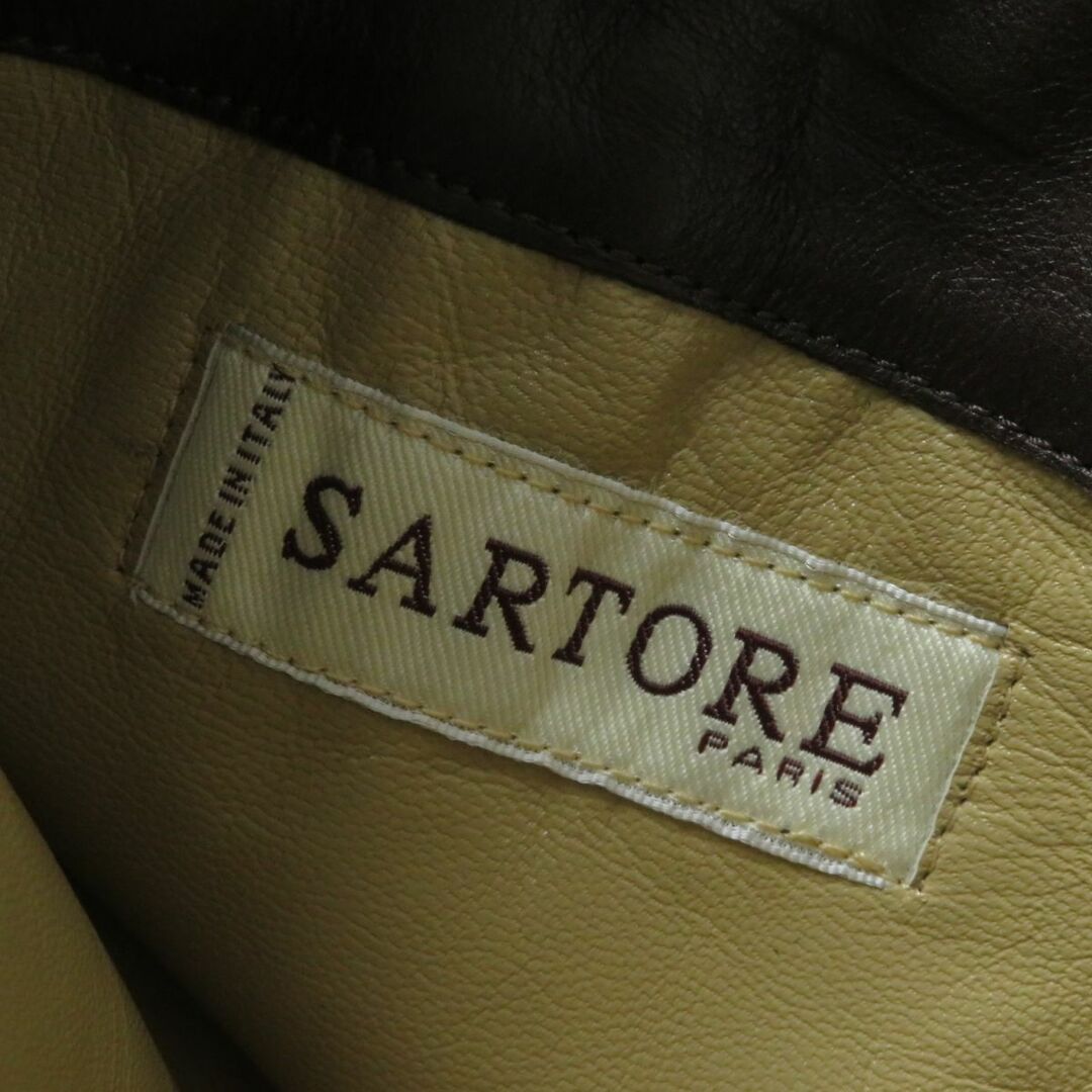 SARTORE(サルトル)の美品★SARTORE サルトル アーモンドトゥ チャンキーヒール レザーロングブーツ レディース ブラウン 36 1/2 イタリア製 エレガント◎ レディースの靴/シューズ(ブーツ)の商品写真