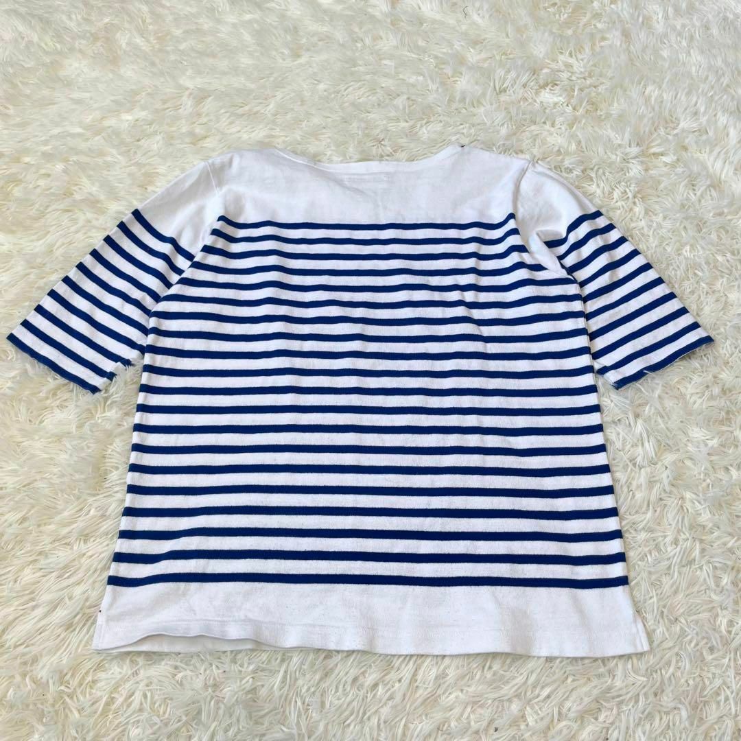 TIGRE BROCANTE(ティグルブロカンテ)のTIGRE ティグルブロカンテ　五分袖　マリン　ボーダー　Tシャツ　白　青 レディースのトップス(Tシャツ(半袖/袖なし))の商品写真