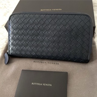 Bottega Veneta - 極美品★ボッテガヴェネタ イントレチャート 長財布 ラウンドジップ ネイビー 紺