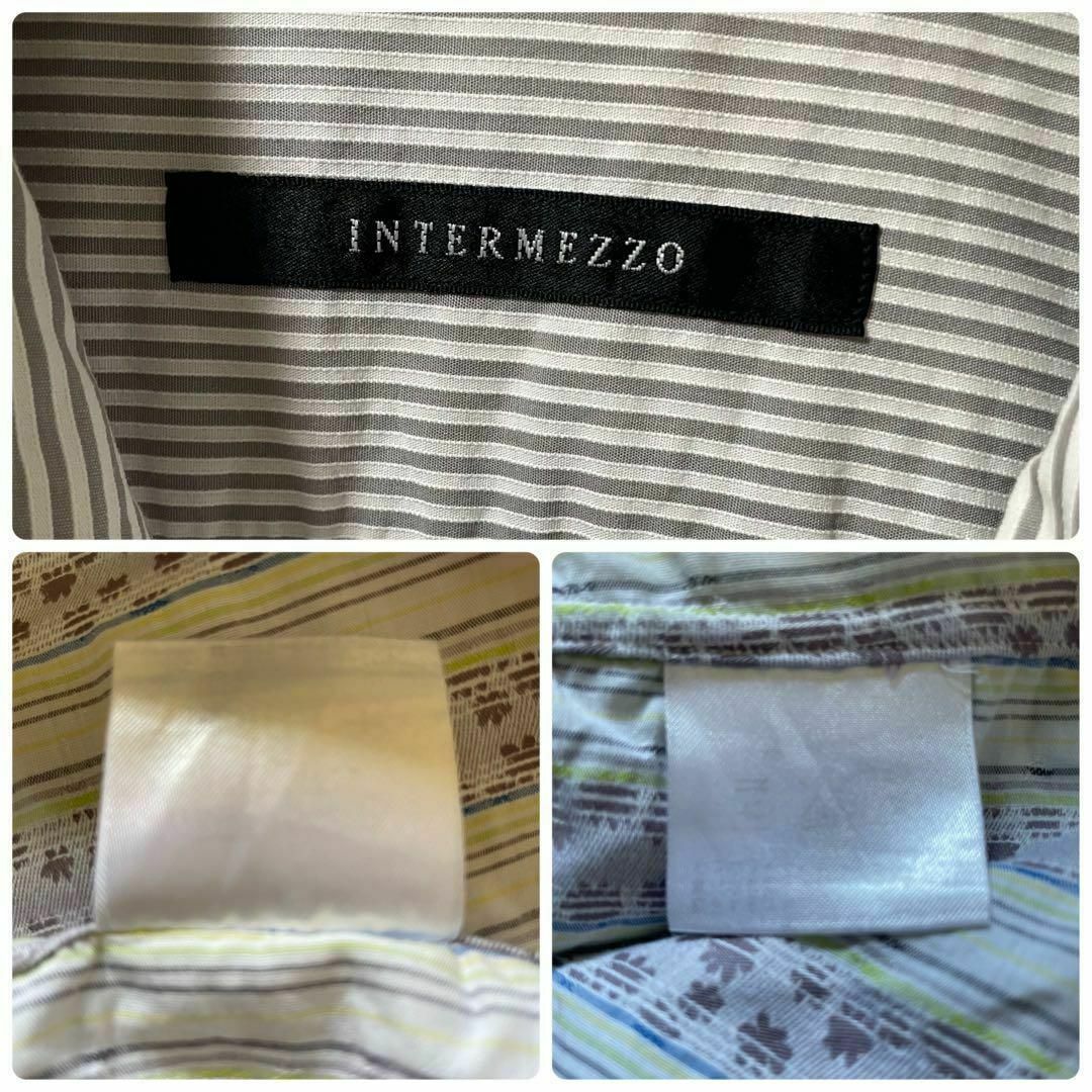 INTERMEZZO(インターメッツォ)のメンズ【INTER MEZZO】 半袖シャツ　ストライプ　カジュアルシャツ　 L メンズのトップス(シャツ)の商品写真