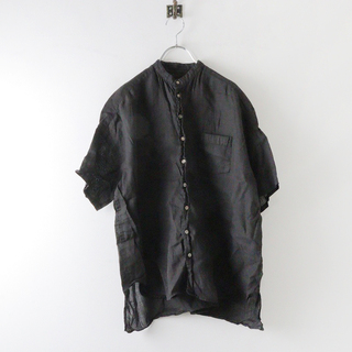 nest Robe - ネストローブ nest Robe 製品染め ラミーバンドカラーシャツ F/ブラック ブラウス 半袖 トップス【2400013738521】