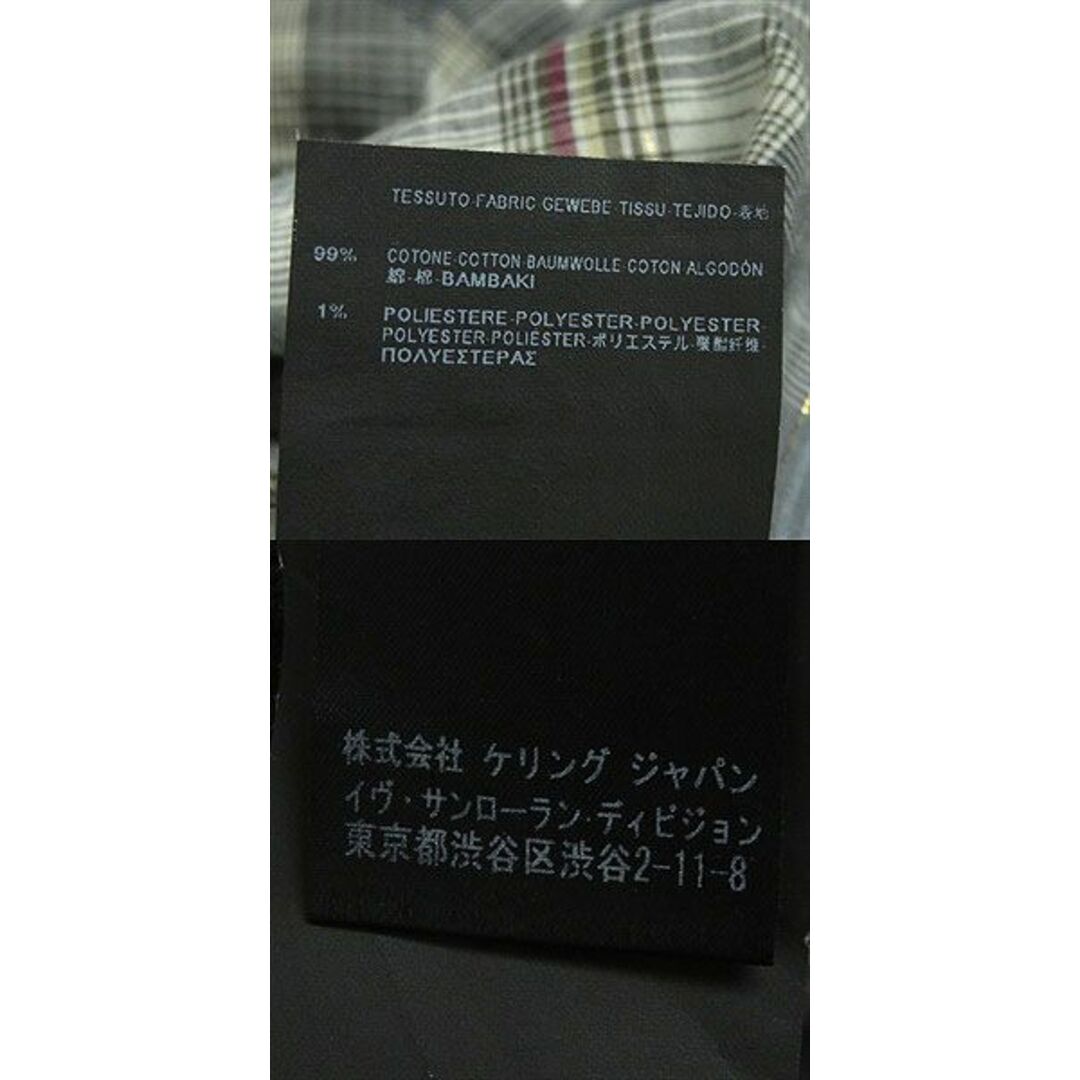 Saint Laurent(サンローラン)の【ドンドン見直し】良品▽2014年製 サンローランパリ 373257 ラメ糸使用 チェック柄 長袖 シャツ グレー系 36/14 イタリア製 正規品 メンズのトップス(シャツ)の商品写真