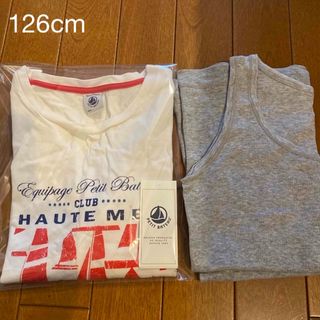 プチバトー(PETIT BATEAU)の値下！プチバトー　126cm 長袖　無印　タンクトップ　２点(Tシャツ/カットソー)