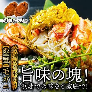 🌟6000円OFF🌟北海道産 浜茹で毛蟹(堅蟹)約500g×2尾入(a009-01)【全国送料無料】(魚介)