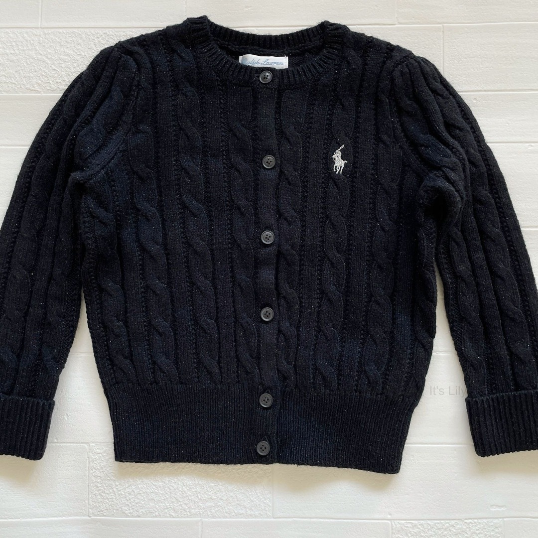 Ralph Lauren(ラルフローレン)の12m80cmラルフローレン  ccカーディガン　黒　ラメ　人気 キッズ/ベビー/マタニティのベビー服(~85cm)(カーディガン/ボレロ)の商品写真