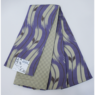 半幅帯 浴衣帯 細帯 日本製 紫×緑 リバーシブル NO40564(浴衣帯)