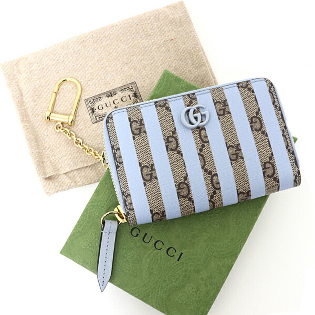 Gucci(グッチ)のグッチ GUCCI ダブルG ジップアラウンド カードケース コインケース GGスプリーム キャンバス 701485 ライトブルー 未使用品 レディースのファッション小物(財布)の商品写真