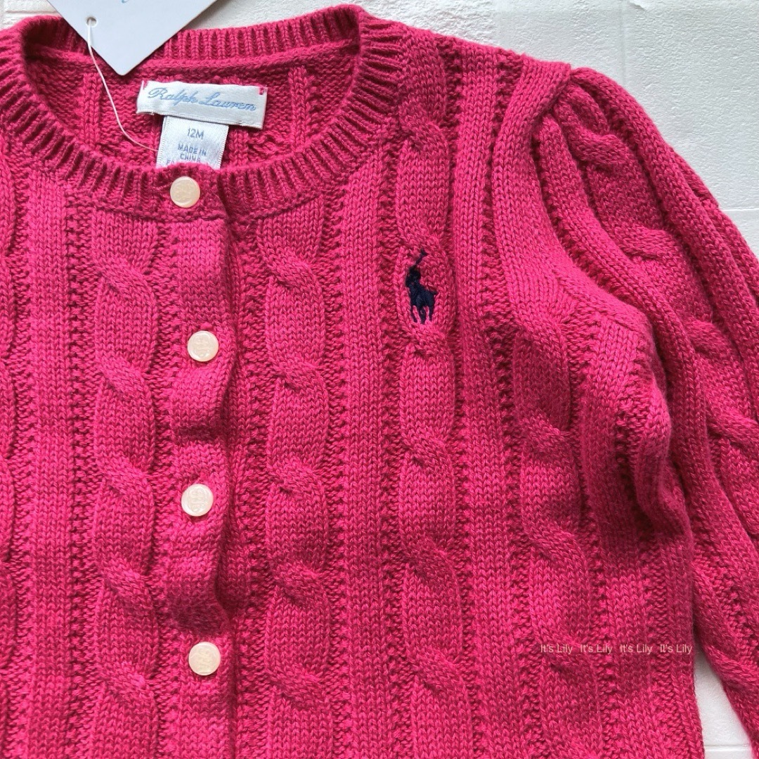 Ralph Lauren(ラルフローレン)の12m80cm  ペプラムカーディガン　ラルフローレン  ピンク キッズ/ベビー/マタニティのベビー服(~85cm)(カーディガン/ボレロ)の商品写真