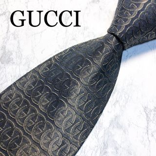 グッチ(Gucci)のGUCCI ネクタイ　GG インターロッキング　マーモント　ブラック(ネクタイ)