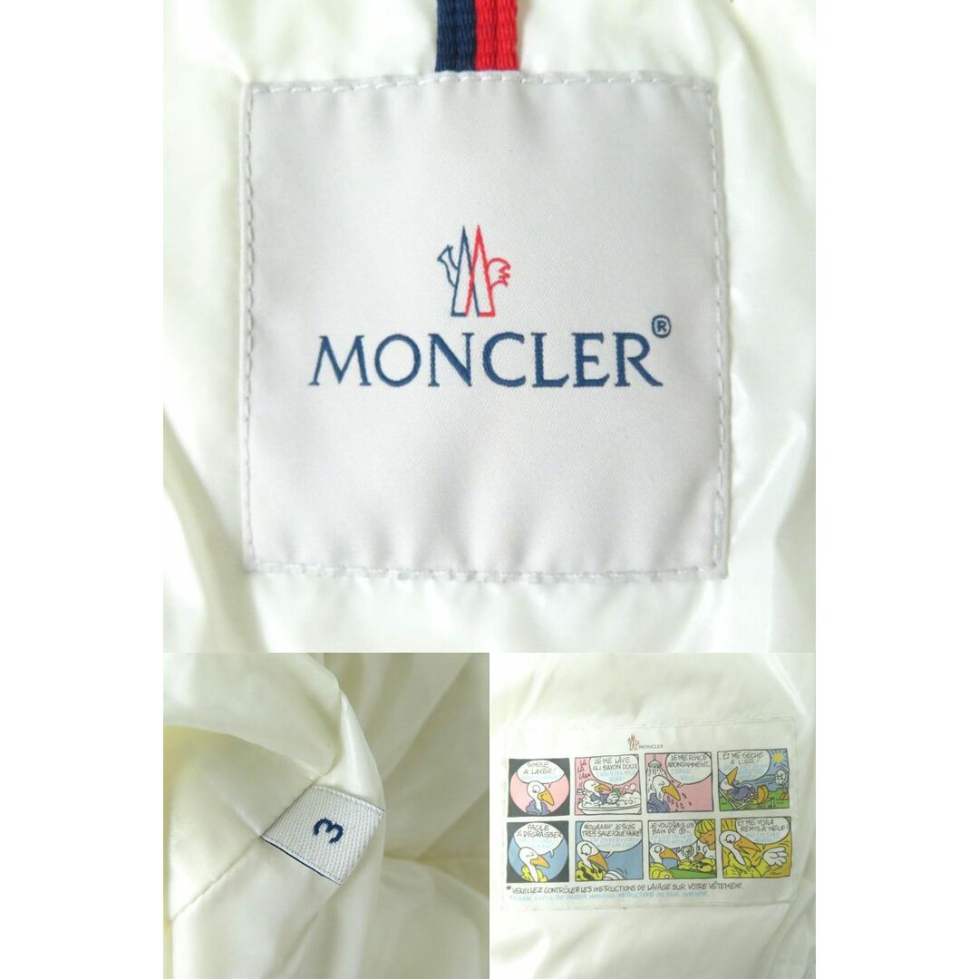 MONCLER(モンクレール)の良品△MONCLER モンクレール DAPHNE ダーフィン ロゴパッチ付き スタンドカラー ジップダウンジャケット レディース ホワイト 白 3 冬物◎ レディースのジャケット/アウター(ダウンジャケット)の商品写真