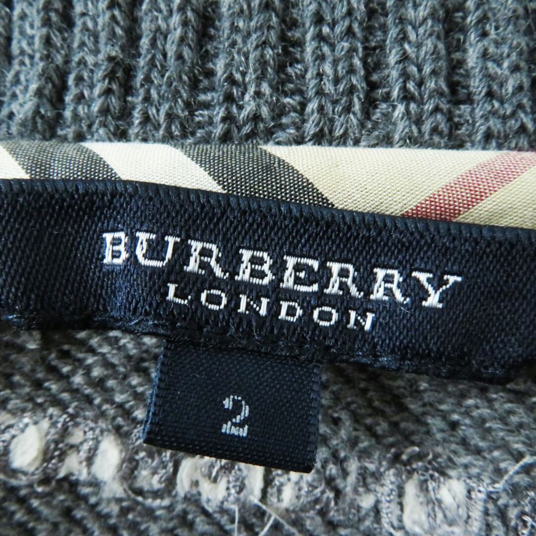 BURBERRY(バーバリー)の極美品◎正規品 BURBERRY LONDON バーバリーロンドン FA090-738-07 レディース ベルト付き ジャケット ロゴボタン グレー 2 レディースのジャケット/アウター(テーラードジャケット)の商品写真