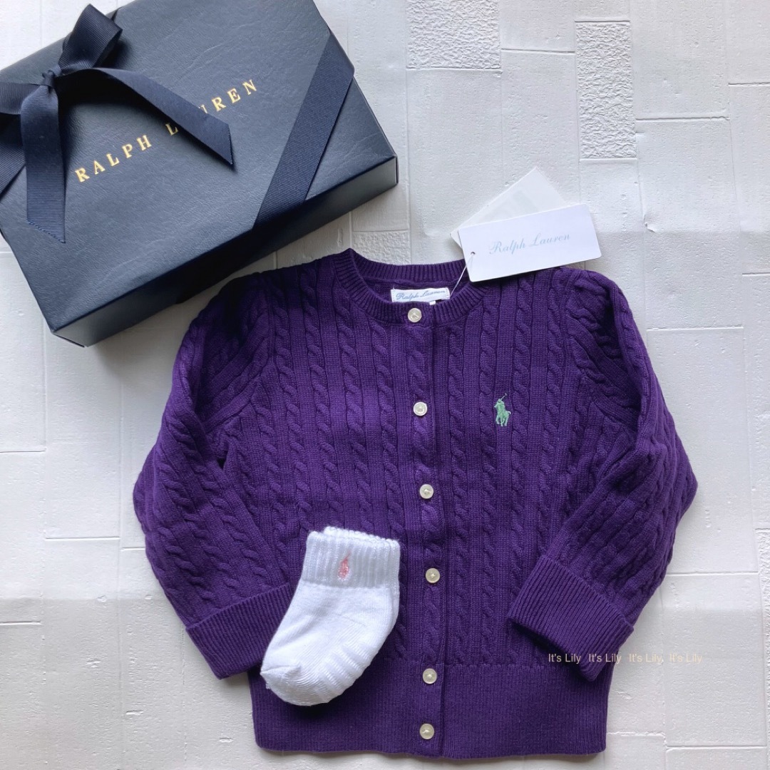 Ralph Lauren(ラルフローレン)の24m90cm  CCカーディガン　ラルフローレン  紫 キッズ/ベビー/マタニティのキッズ服女の子用(90cm~)(カーディガン)の商品写真