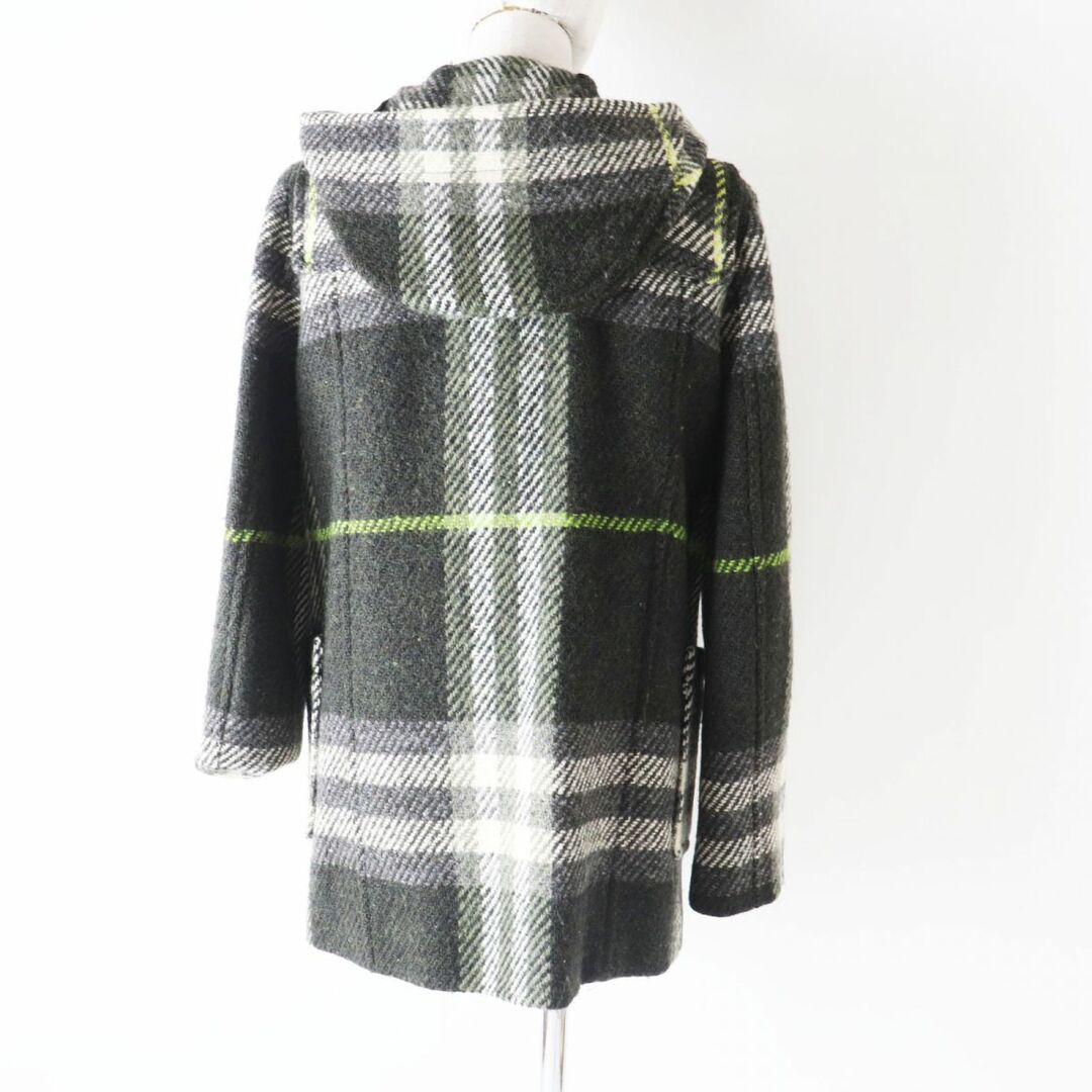 BURBERRY(バーバリー)の美品◎正規品 BURBERRY LONDON バーバリーロンドン FN072-071-72 レディース レザー使い ツイードダッフルコート カーキ系 チェック柄 38 レディースのジャケット/アウター(ダッフルコート)の商品写真