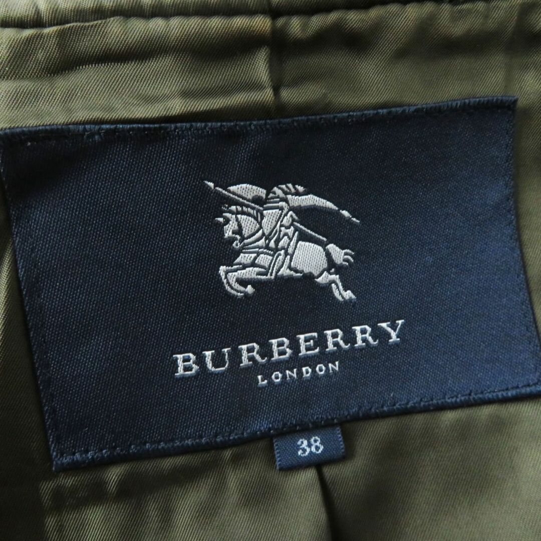 BURBERRY(バーバリー)の美品◎正規品 BURBERRY LONDON バーバリーロンドン FN072-071-72 レディース レザー使い ツイードダッフルコート カーキ系 チェック柄 38 レディースのジャケット/アウター(ダッフルコート)の商品写真