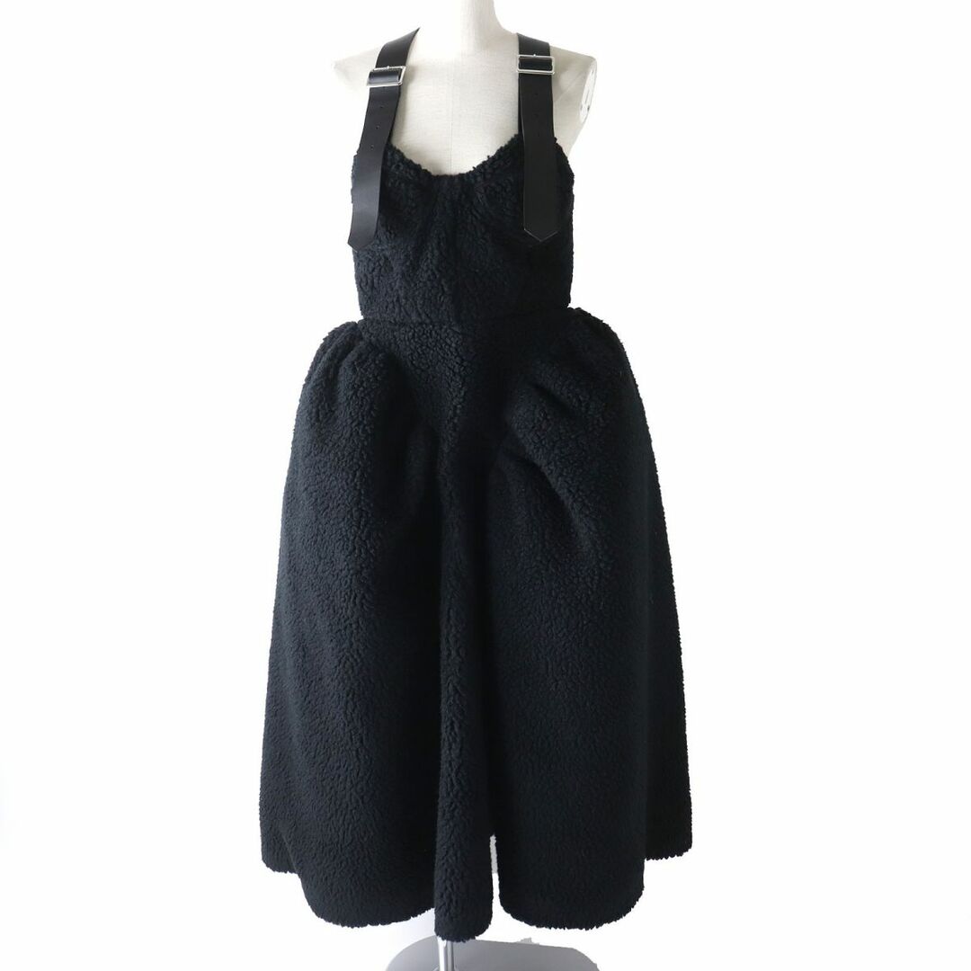 noir kei ninomiya(ノワールケイニノミヤ)の極美品△正規品 ノワール ケイ ニノミヤ コムデギャルソン 2022年 3J-A006 ボア×レザー ワンピース ジャンパースカート マキシ丈 黒 M レディースのワンピース(ロングワンピース/マキシワンピース)の商品写真