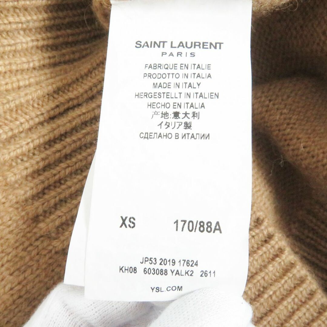 Saint Laurent(サンローラン)の美品□2019年製 SAINT LAURENT RARIS/サンローランパリ 603088 キャメル100％ 長袖ニット/セーター ライトブラウン XS イタリア製 正規品 メンズのトップス(ニット/セーター)の商品写真