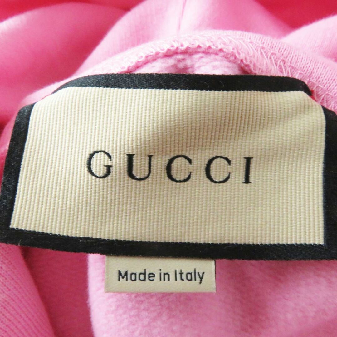 Gucci(グッチ)の極美品◎正規品 イタリア製 GUCCI グッチ 23AW 765384 レディース エンブロイダリークロップド プルオーバーパーカー ピンク×イエロー M レディースのトップス(パーカー)の商品写真