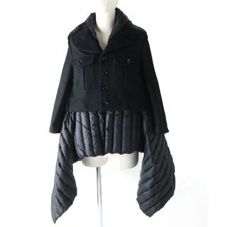 モンクレール(MONCLER)の極美品△国内正規品 モンクレール×コムデギャルソン 希少 CERESTE セレステ レイヤード風 ウール切替 ダウンコート 1 ブラック イタリア製(ダウンコート)