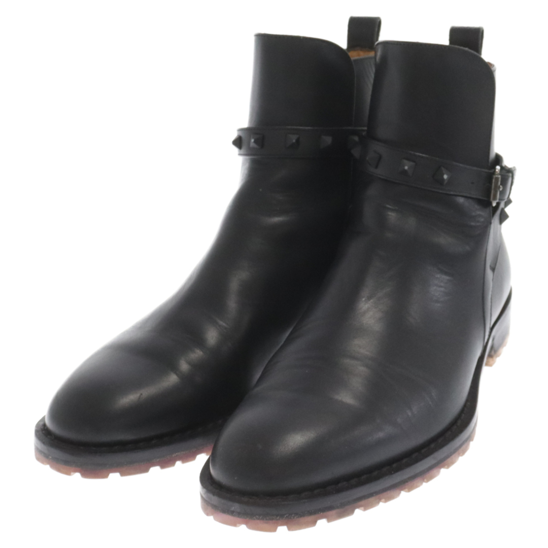 VALENTINO(ヴァレンティノ)のVALENTINO ヴァレンチノ Rockstud Leather Chelsea Boot ロックスタッズレザーチェルシーブーツ サイドゴアショートブーツ ブラック メンズの靴/シューズ(ブーツ)の商品写真
