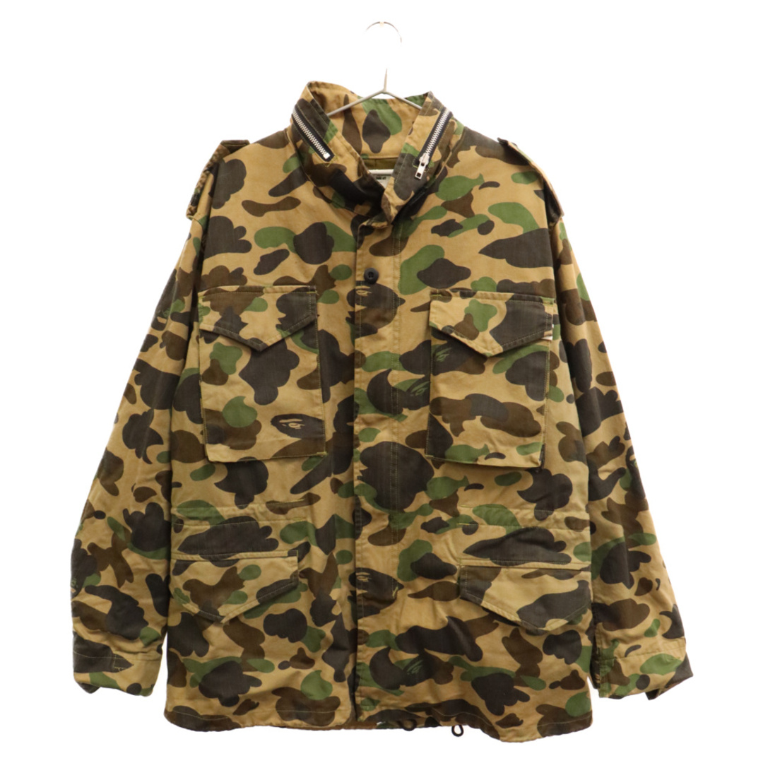 A BATHING APE(アベイシングエイプ)のA BATHING APE アベイシングエイプ 90s カモ柄 迷彩 ジップアップ ミリタリージャケット カーキ メンズのジャケット/アウター(ミリタリージャケット)の商品写真