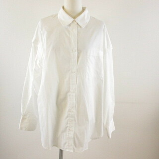 ジーユー(GU)のジーユー GU オーバーサイズシャツ 長袖 半袖 2way 白 L (シャツ/ブラウス(長袖/七分))