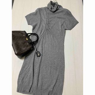 マックスマーラ(Max Mara)のマックスマーラ　ニット　ワンピース　ケーブル　グレー　タートル(ひざ丈ワンピース)