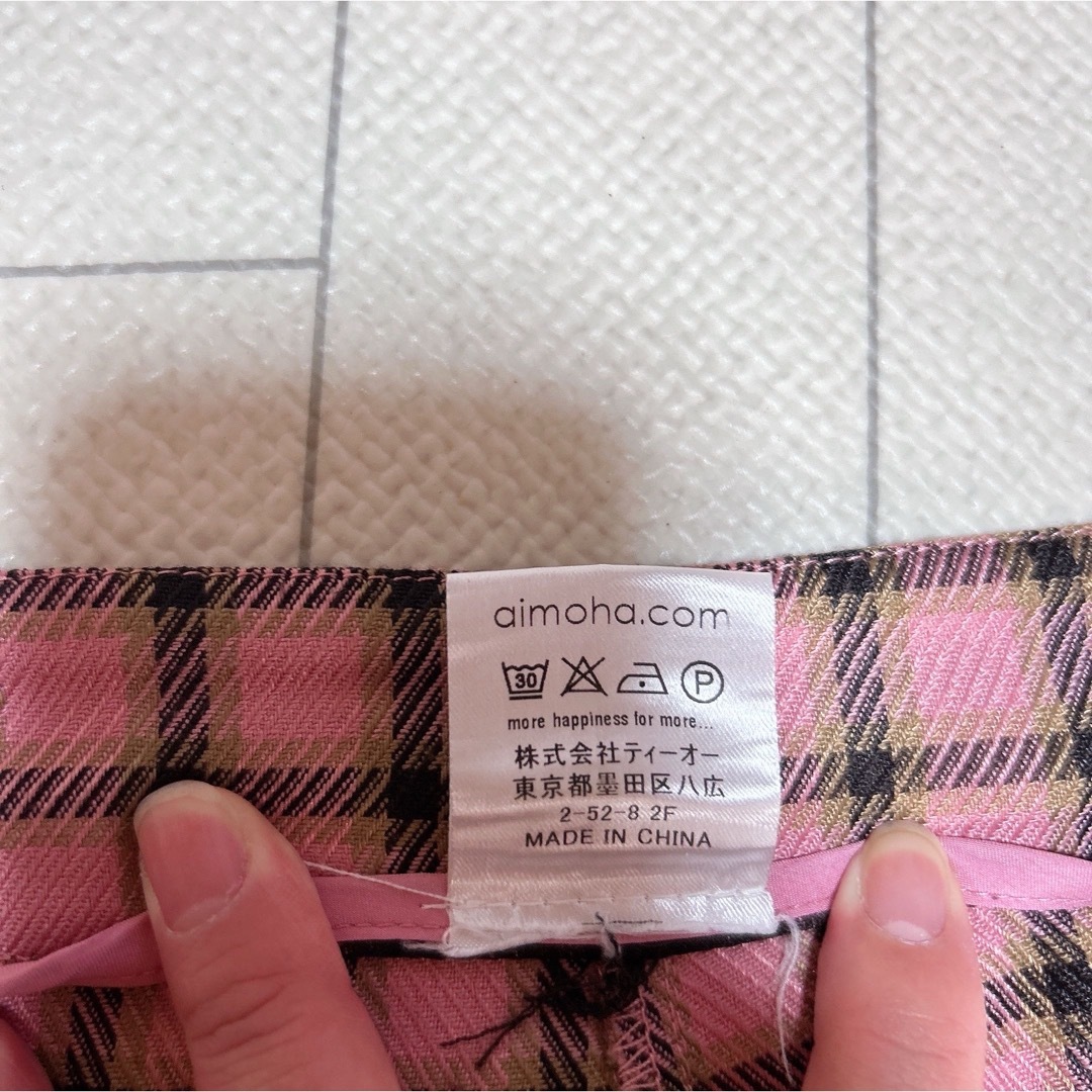 aimoha(アイモハ)のaimoha チェック柄セミフレアスラックス ピンク XL スリット入り レディースのパンツ(カジュアルパンツ)の商品写真