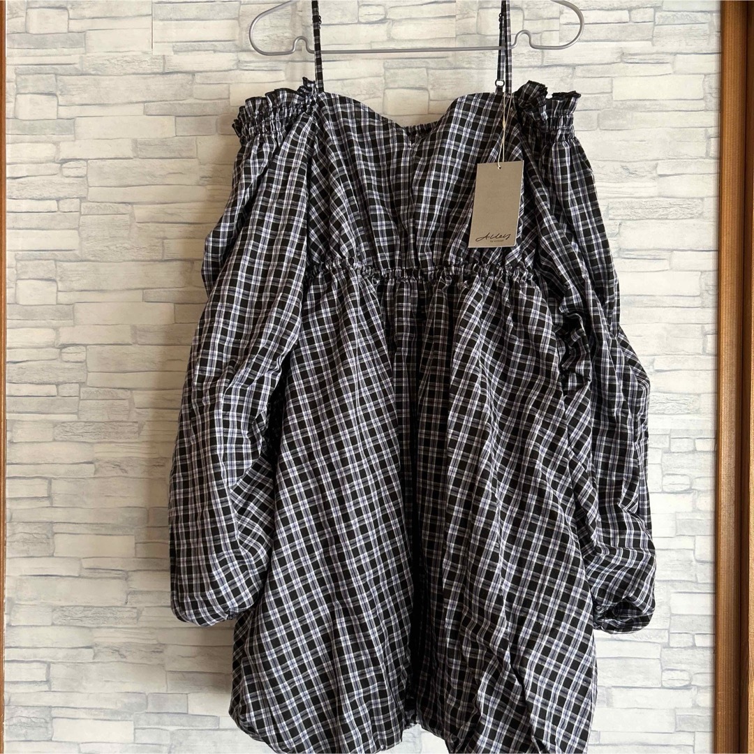 w closet(ダブルクローゼット)の最終価格【Alley】チェック柄バルーンシルエットミニワンピース レディースのワンピース(ミニワンピース)の商品写真