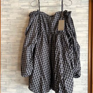 ダブルクローゼット(w closet)の最終価格【Alley】チェック柄バルーンシルエットミニワンピース(ミニワンピース)