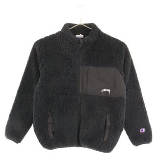 ステューシー(STUSSY)のSTUSSY ステューシー ×Champion チャンピオン ボア フリース ジャケット ブラック キッズ(フライトジャケット)