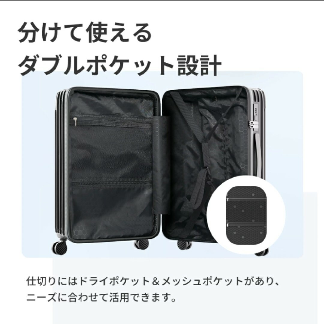 キャリーバッグ S 機内持ち込み可能 黒 2重ファスナー機能付き TSA