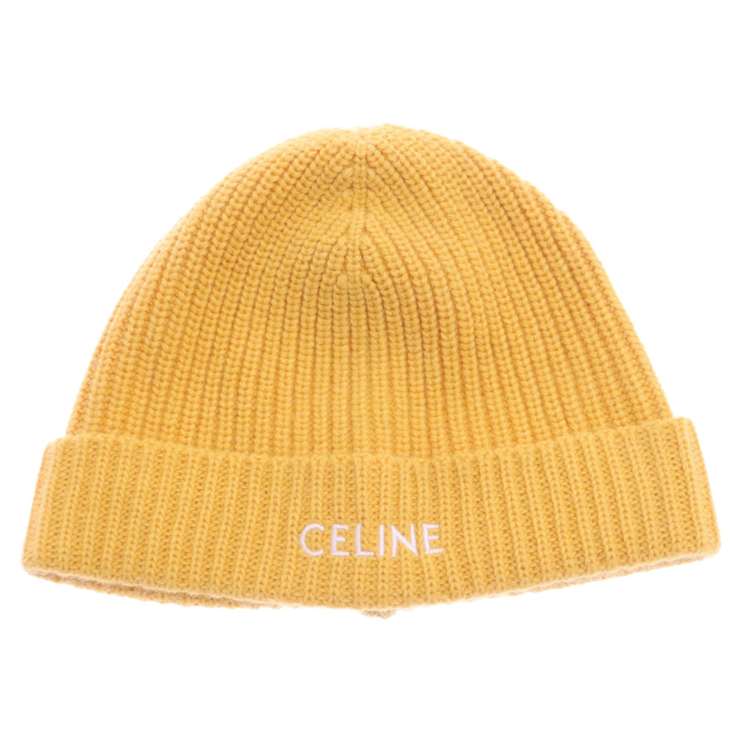 celine(セリーヌ)のCELINE セリーヌ 21SS EMBROIDERED BEANIE 2A41L734L フロントロゴ刺繍 ビーニー ニットキャップ イエロー メンズの帽子(ニット帽/ビーニー)の商品写真